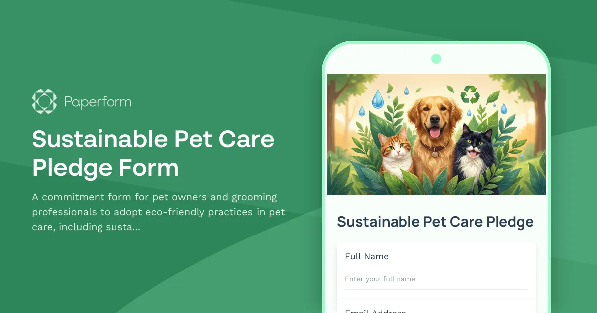 Sustainable Pet Care Pledge Form