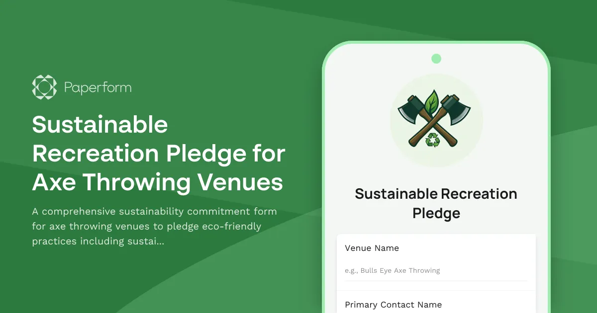 Sustainable Recreation Pledge for Axe Throwing Venues