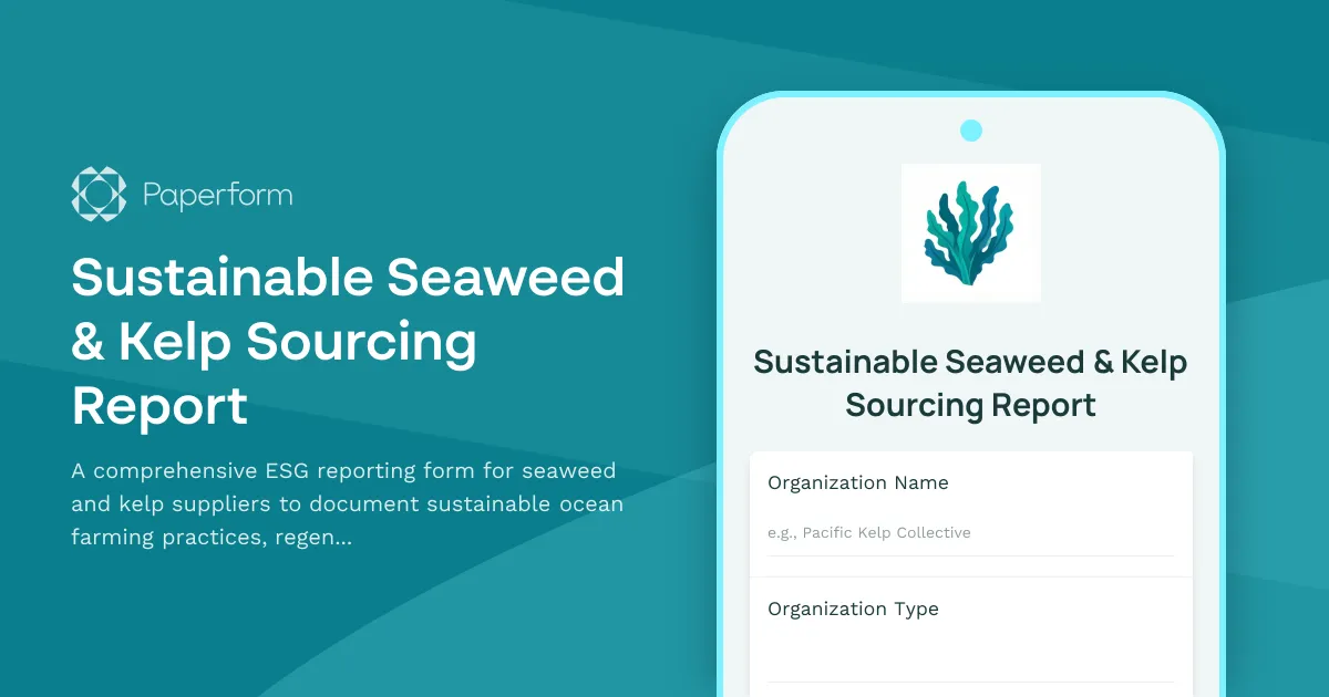 Sustainable Seaweed & Kelp Sourcing Report