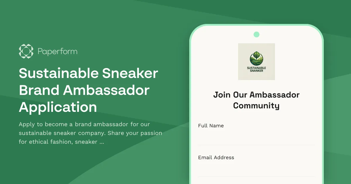 Sustainable Sneaker Brand Ambassador Application