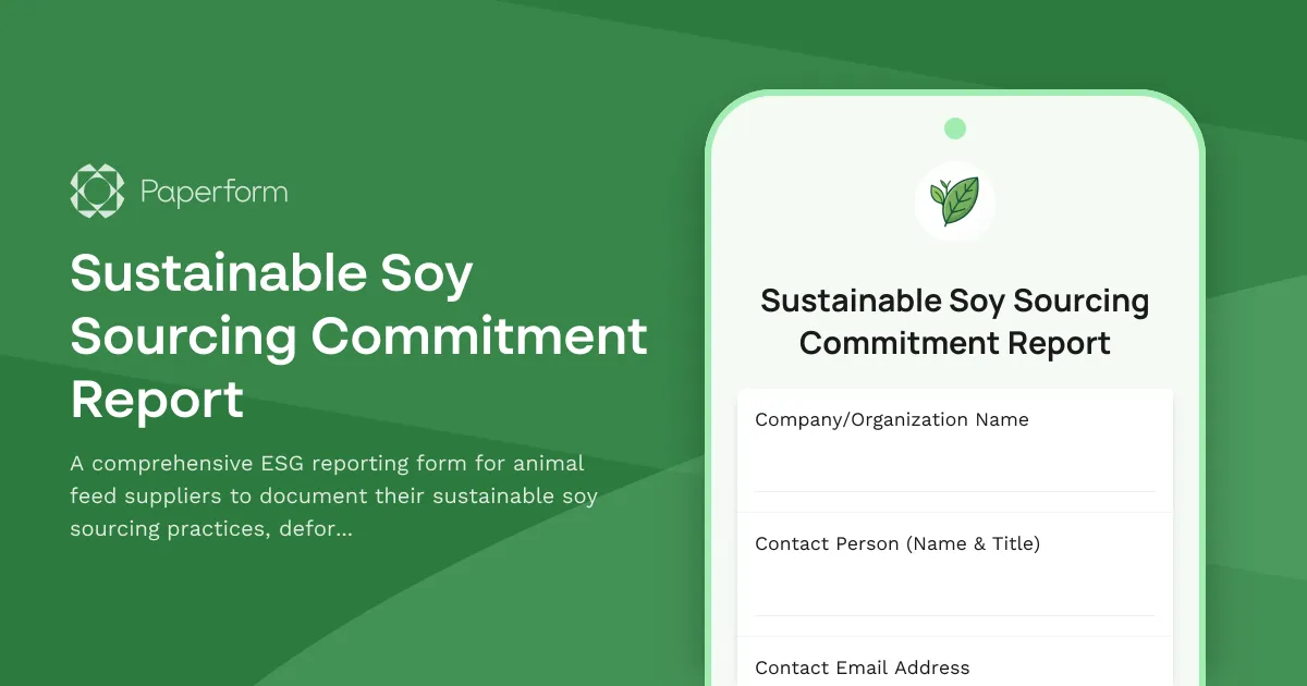 Sustainable Soy Sourcing Commitment Report