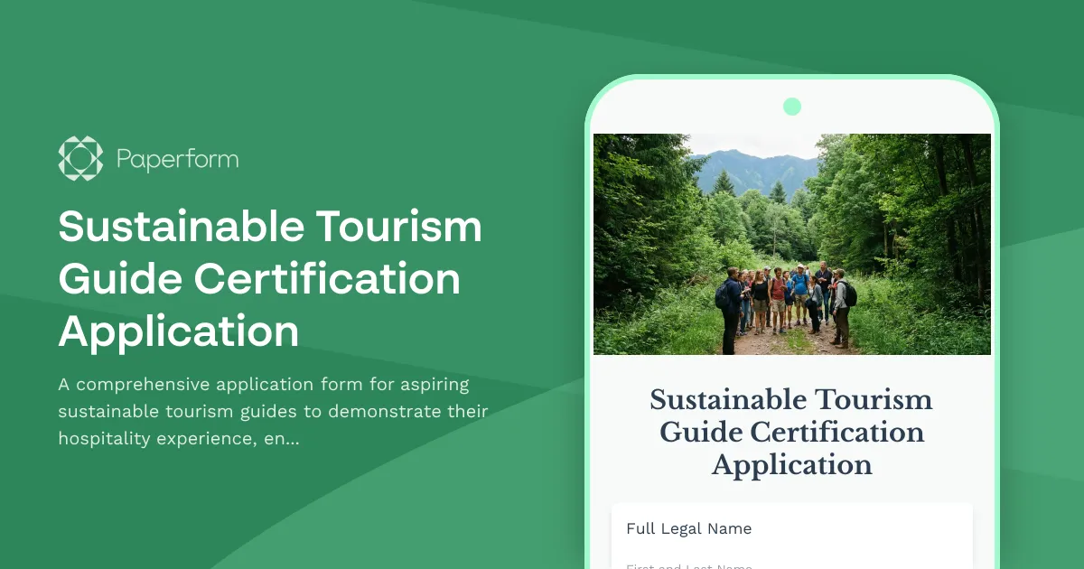 Sustainable Tourism Guide Certification Application