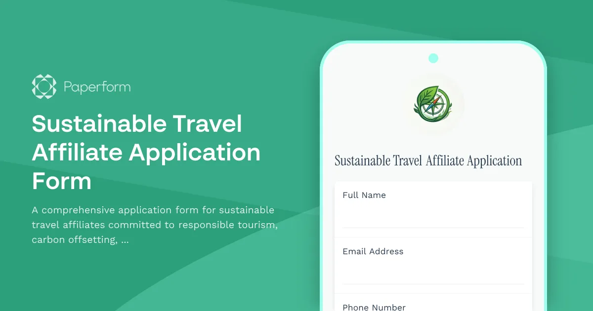 Sustainable Travel Affiliate Application Form