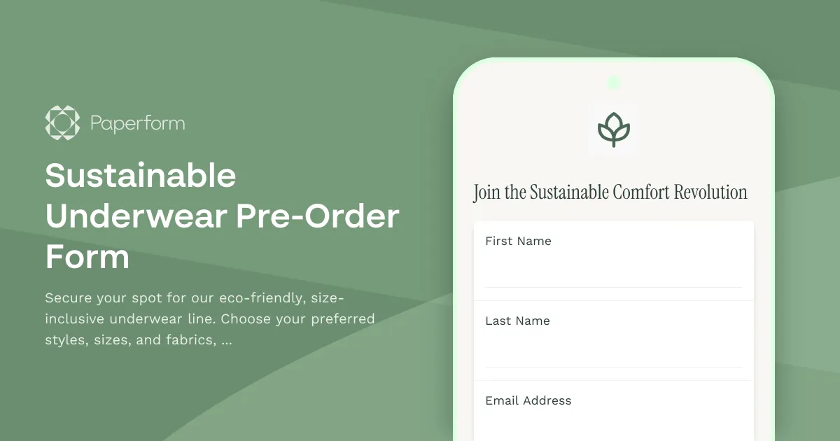 Sustainable Underwear Pre-Order Form