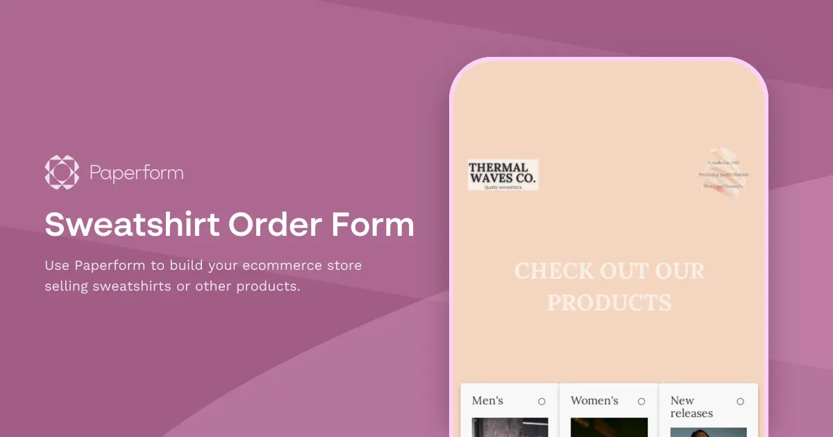 Sweatshirt Order Form