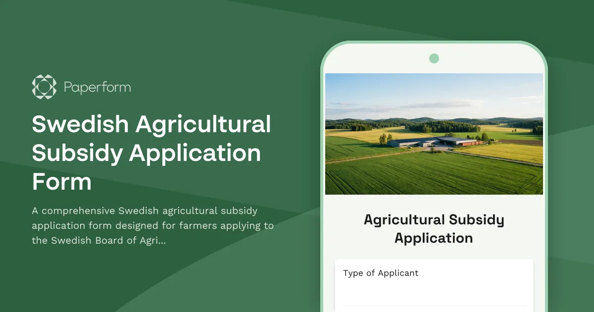 Swedish Agricultural Subsidy Application Form