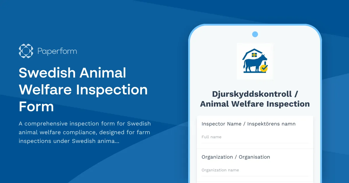 Swedish Animal Welfare Inspection Form