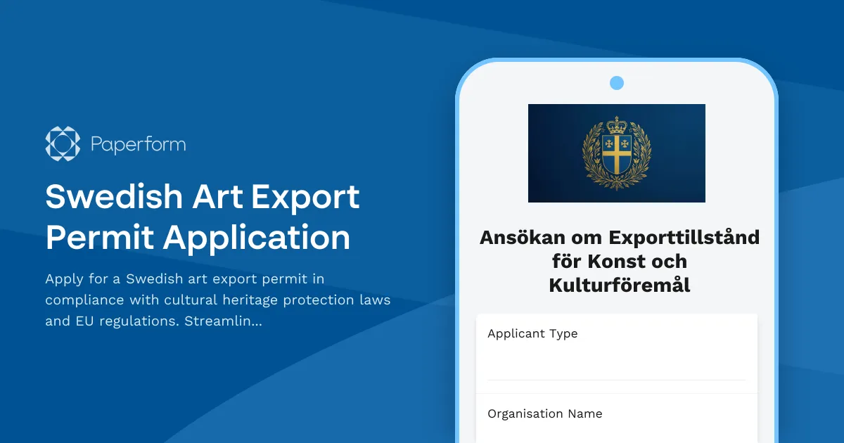 Swedish Art Export Permit Application