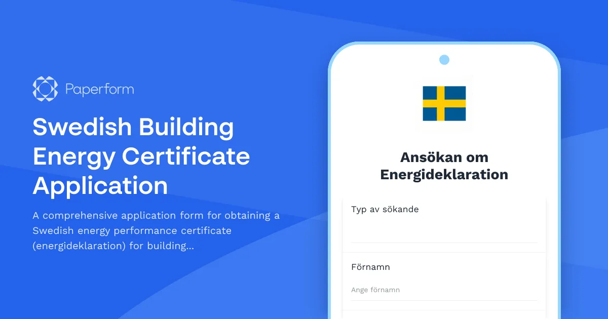 Swedish Building Energy Certificate Application