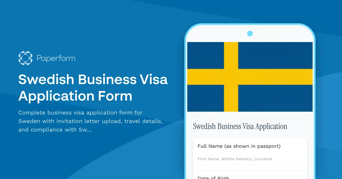 Swedish Business Visa Application Form