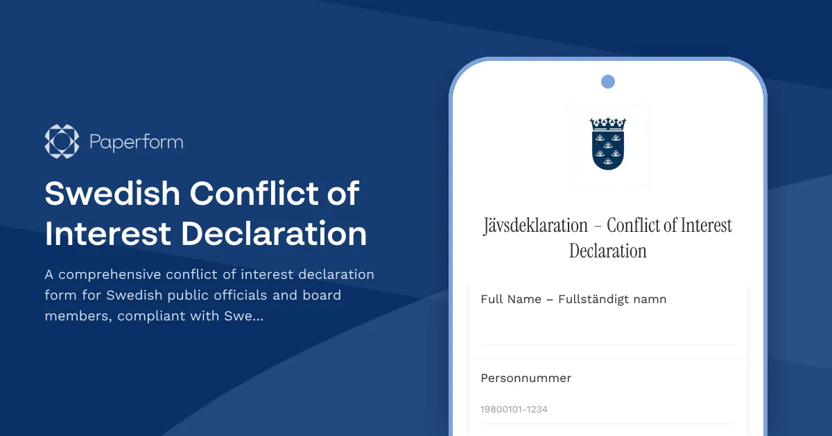 Swedish Conflict of Interest Declaration