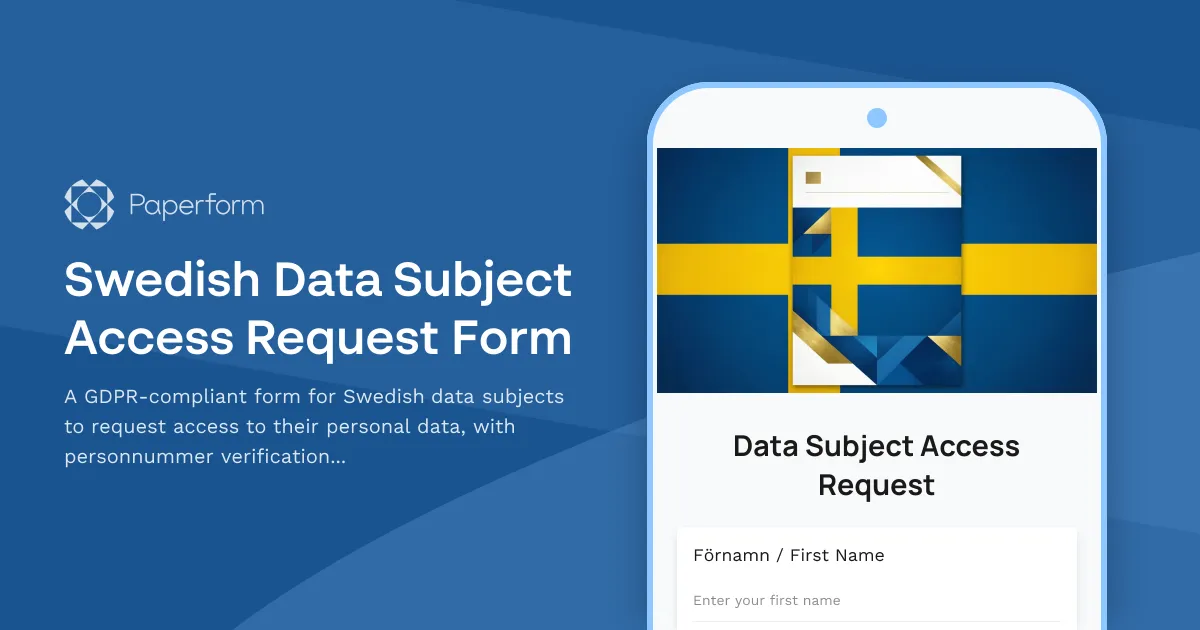 Swedish Data Subject Access Request Form