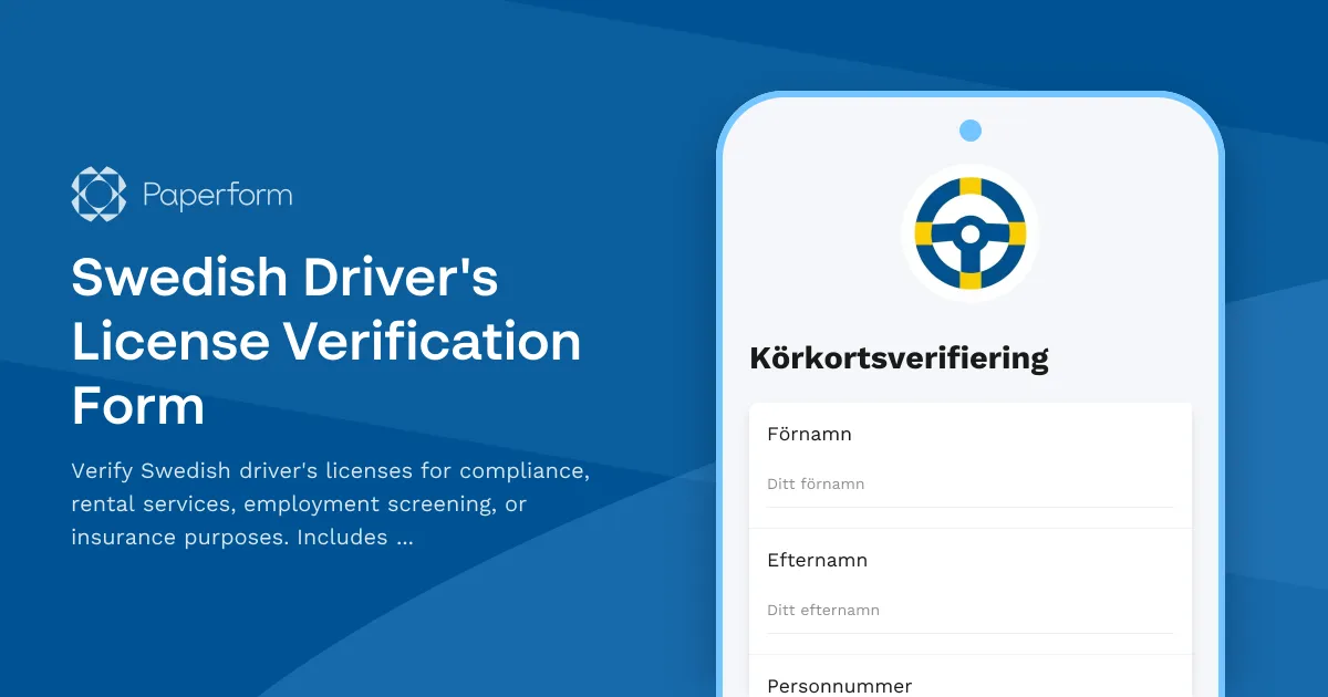 Swedish Driver's License Verification Form