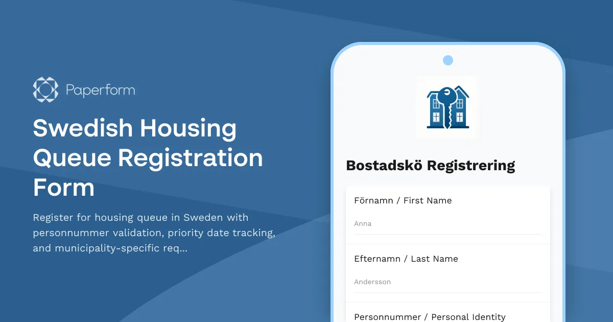 Swedish Housing Queue Registration Form