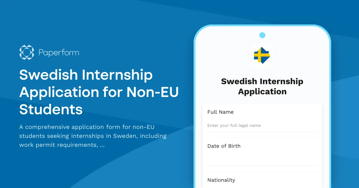 Swedish Internship Application for Non-EU Students