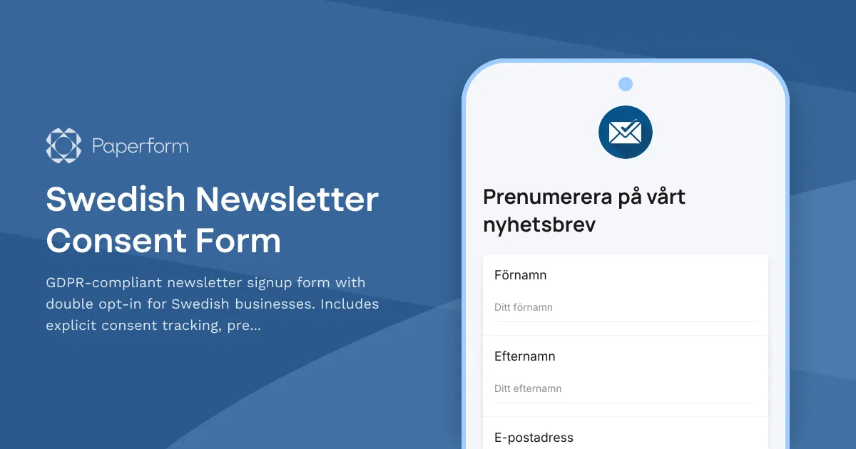 Swedish Newsletter Consent Form