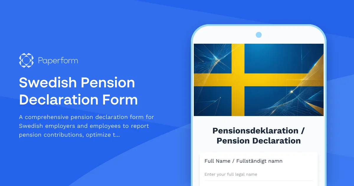 Swedish Pension Declaration Form