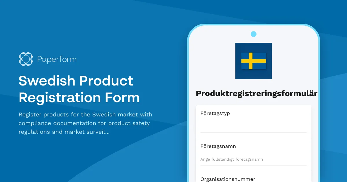 Swedish Product Registration Form