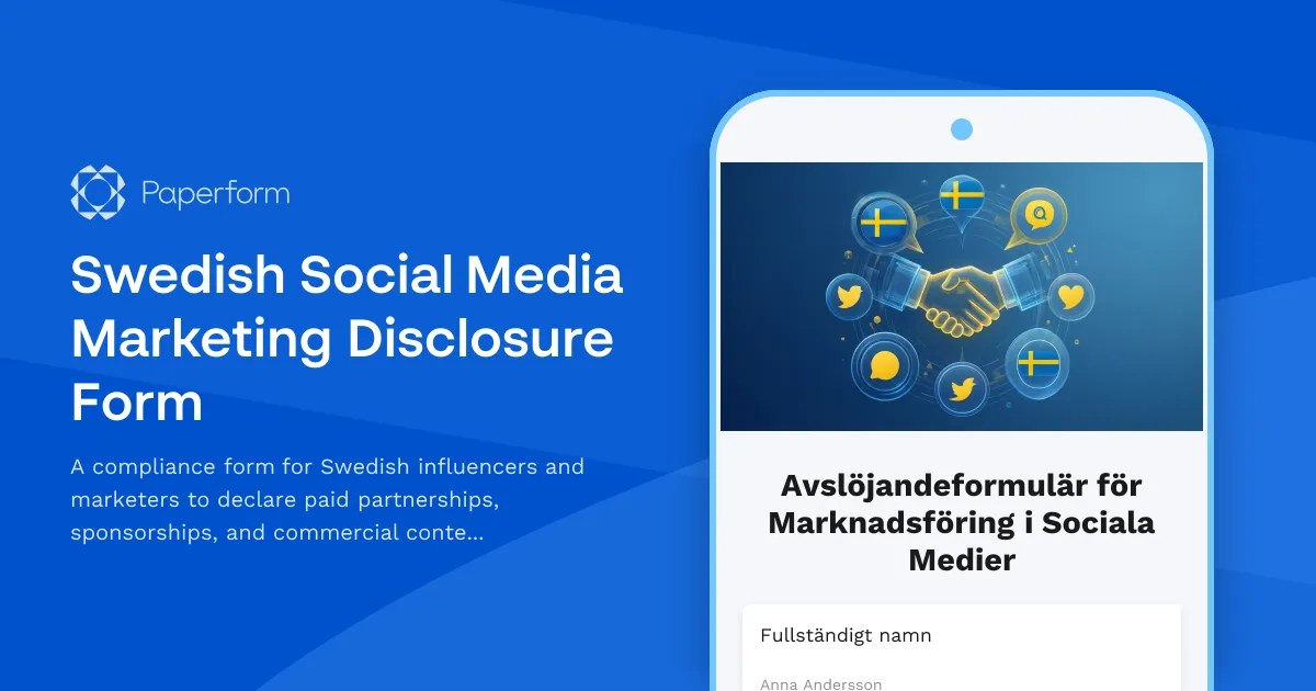 Swedish Social Media Marketing Disclosure Form