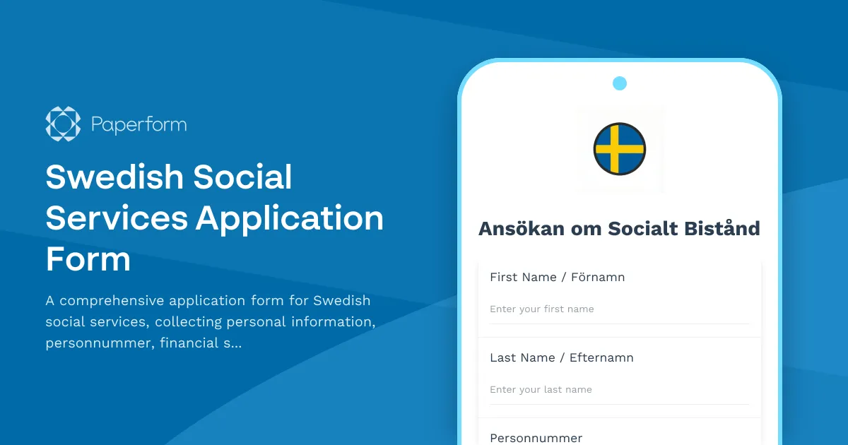 Swedish Social Services Application Form