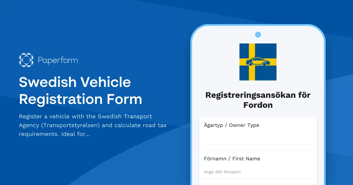 Swedish Vehicle Registration Form