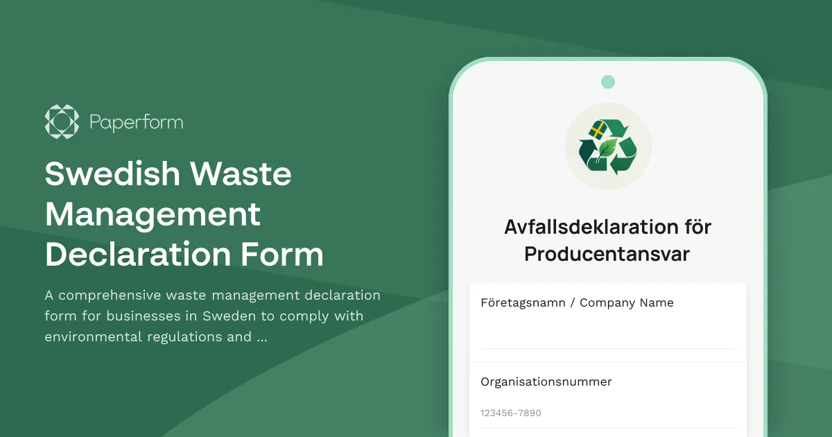 Swedish Waste Management Declaration Form