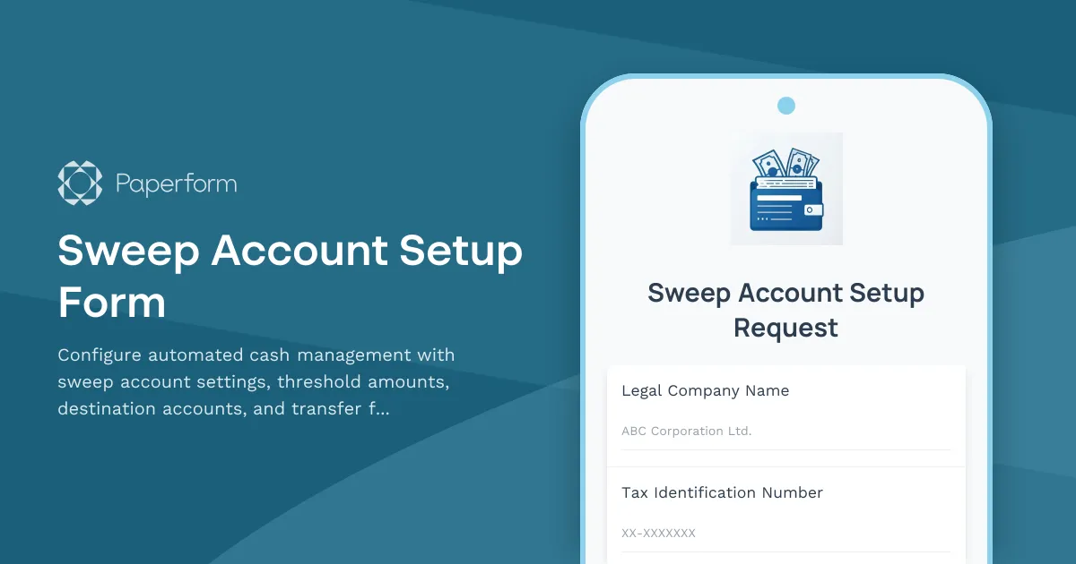 Sweep Account Setup Form