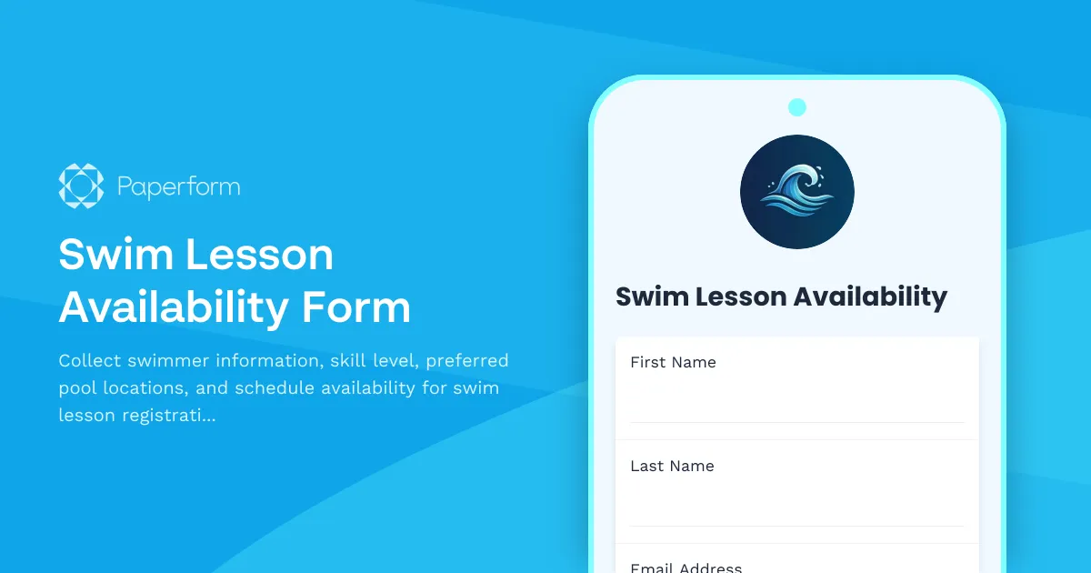 Swim Lesson Availability Form