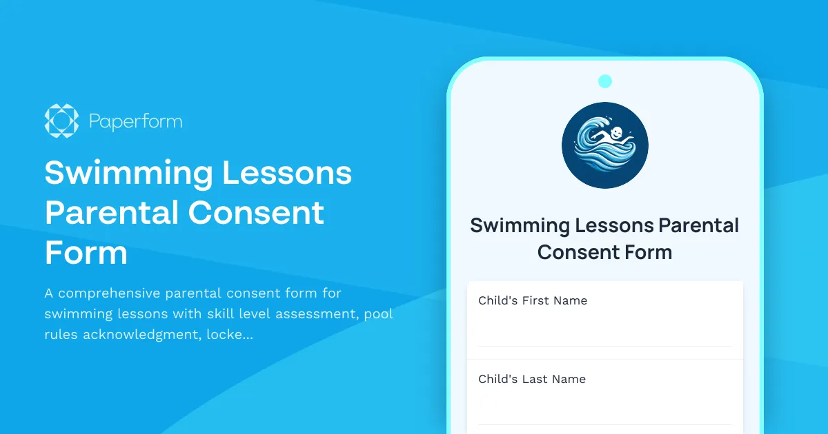 Swimming Lessons Parental Consent Form