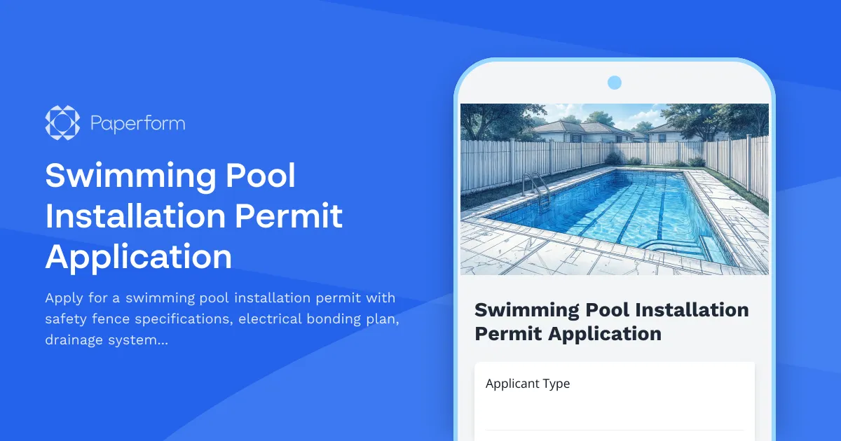 Swimming Pool Installation Permit Application