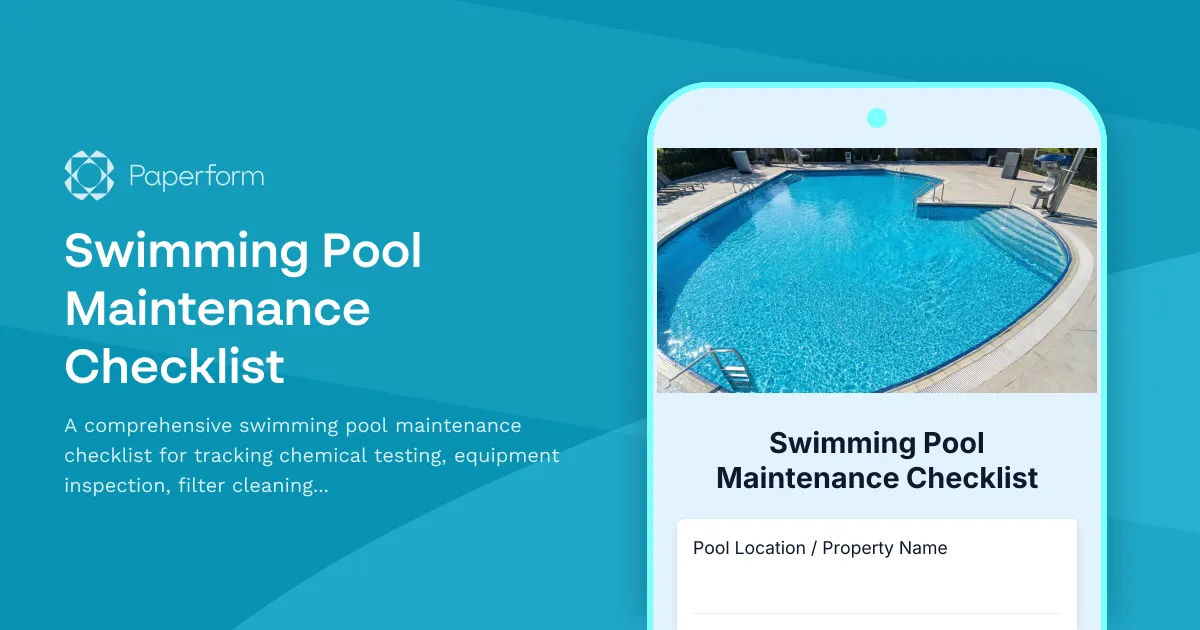 Swimming Pool Maintenance Checklist