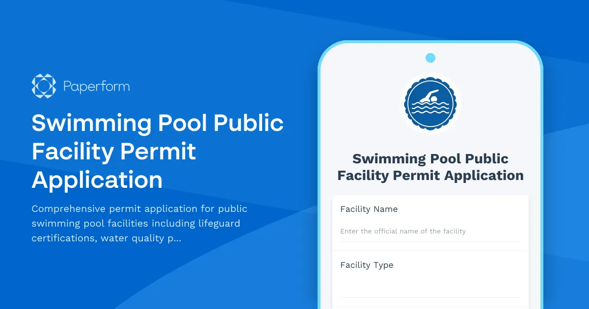 Swimming Pool Public Facility Permit Application
