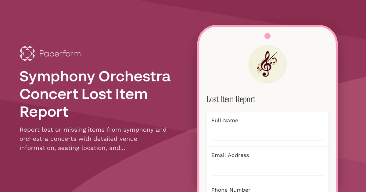 Symphony Orchestra Concert Lost Item Report