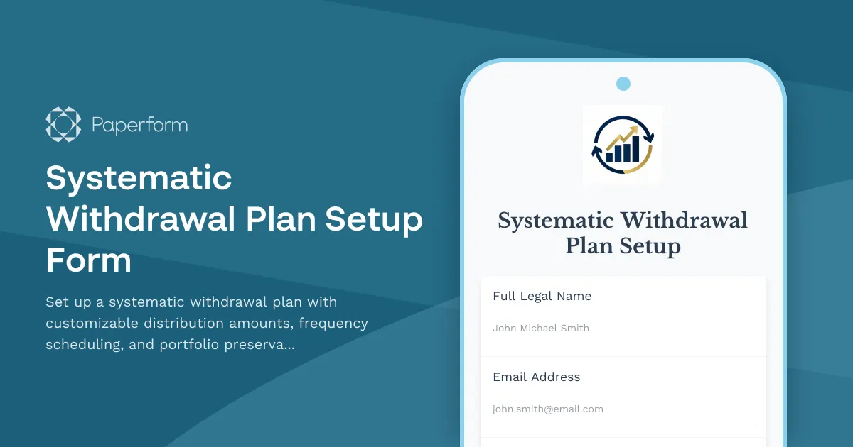 Systematic Withdrawal Plan Setup Form
