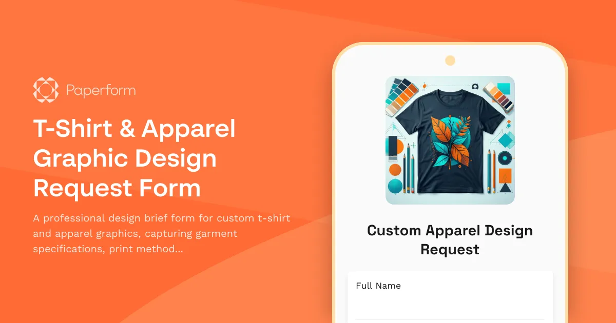 T-Shirt & Apparel Graphic Design Request Form
