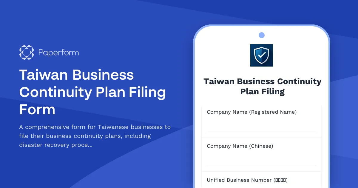 Taiwan Business Continuity Plan Filing Form