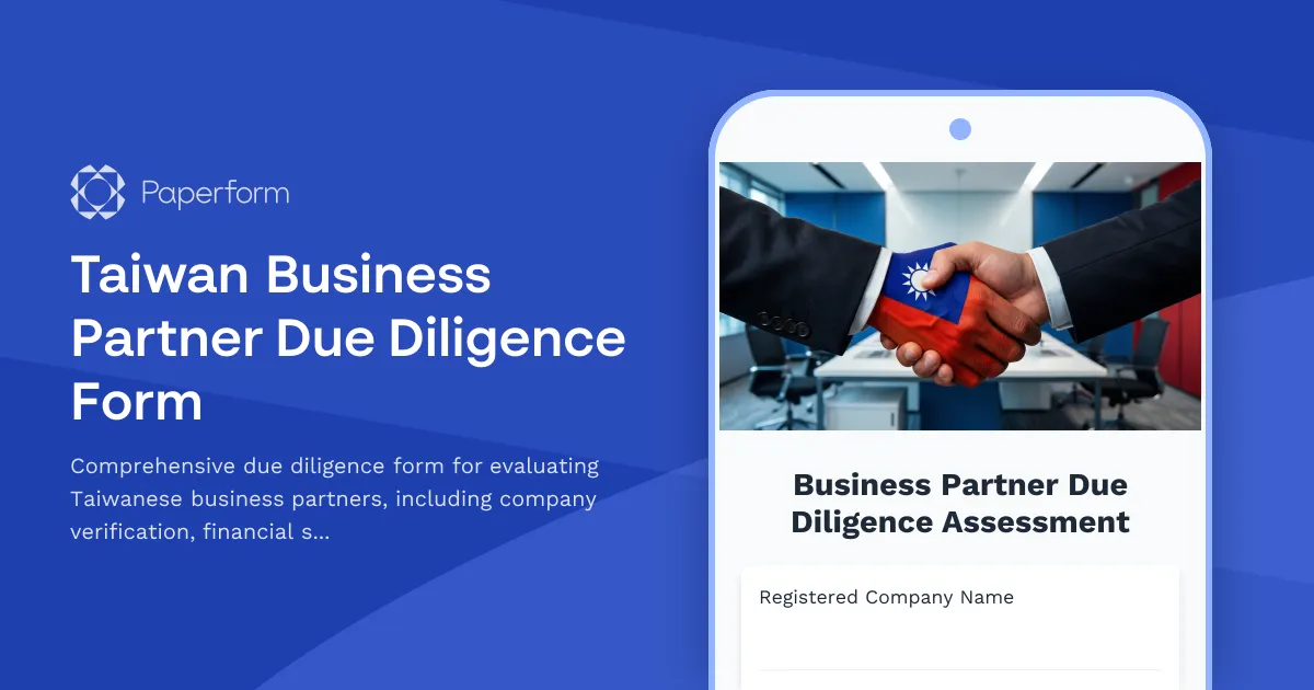 Taiwan Business Partner Due Diligence Form