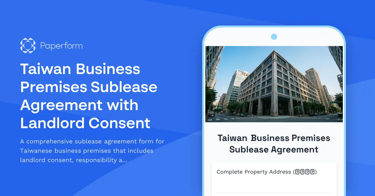 Taiwan Business Premises Sublease Agreement with Landlord Consent