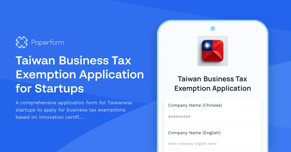 Taiwan Business Tax Exemption Application for Startups
