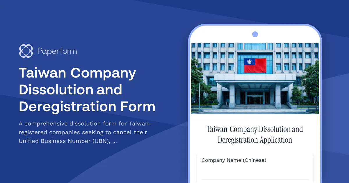 Taiwan Company Dissolution and Deregistration Form