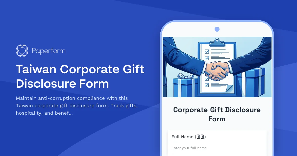 Taiwan Corporate Gift Disclosure Form