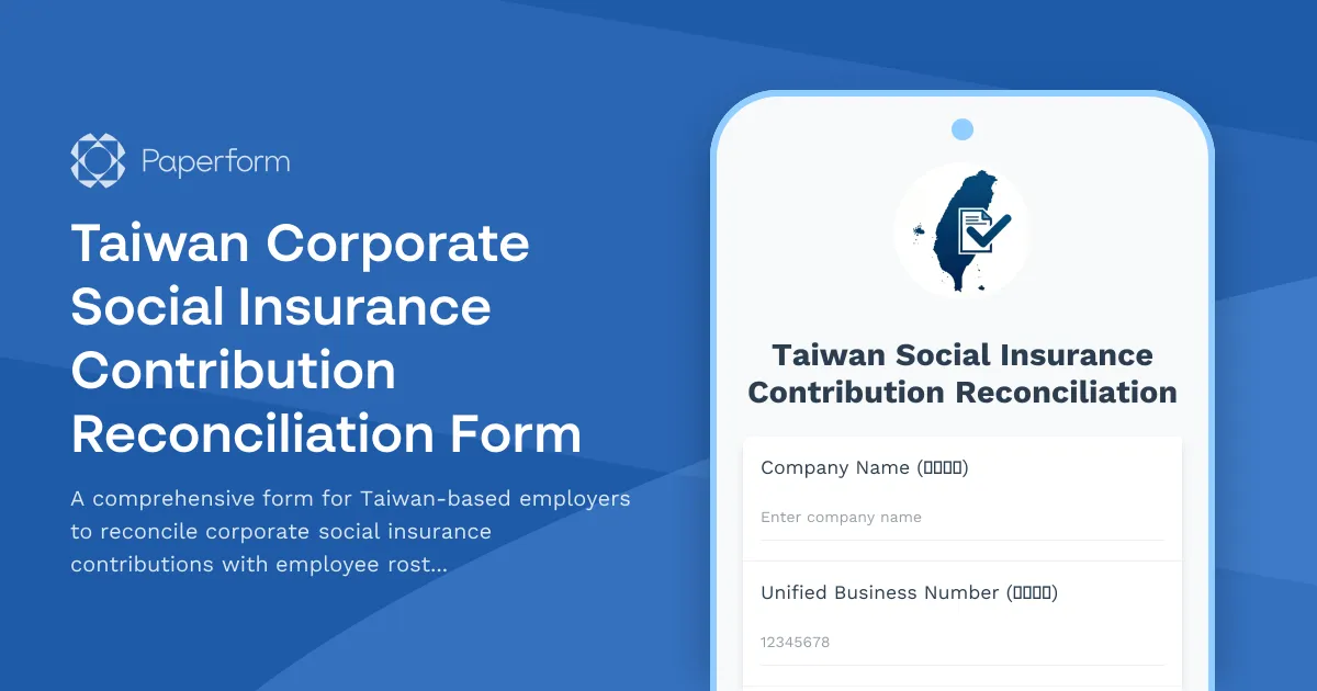 Taiwan Corporate Social Insurance Contribution Reconciliation Form