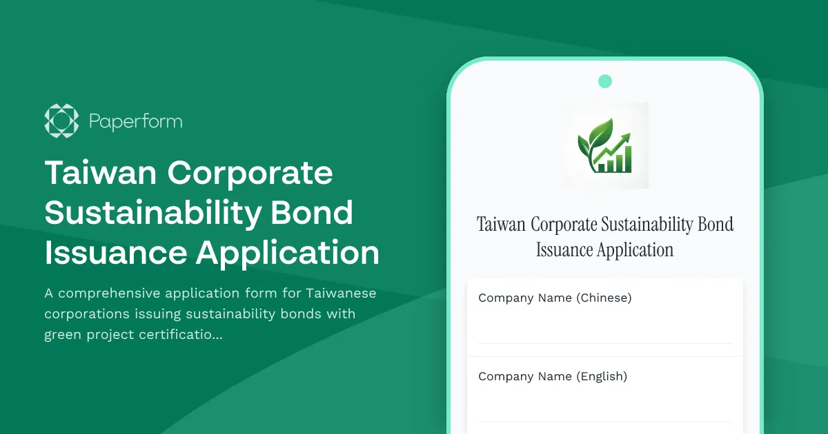 Taiwan Corporate Sustainability Bond Issuance Application