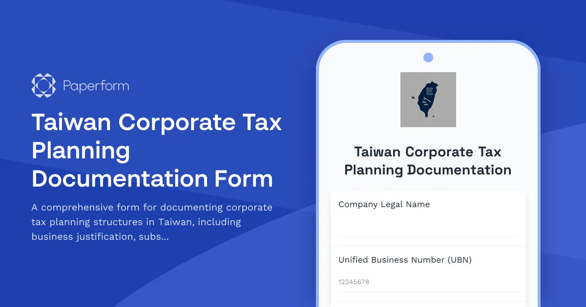 Taiwan Corporate Tax Planning Documentation Form