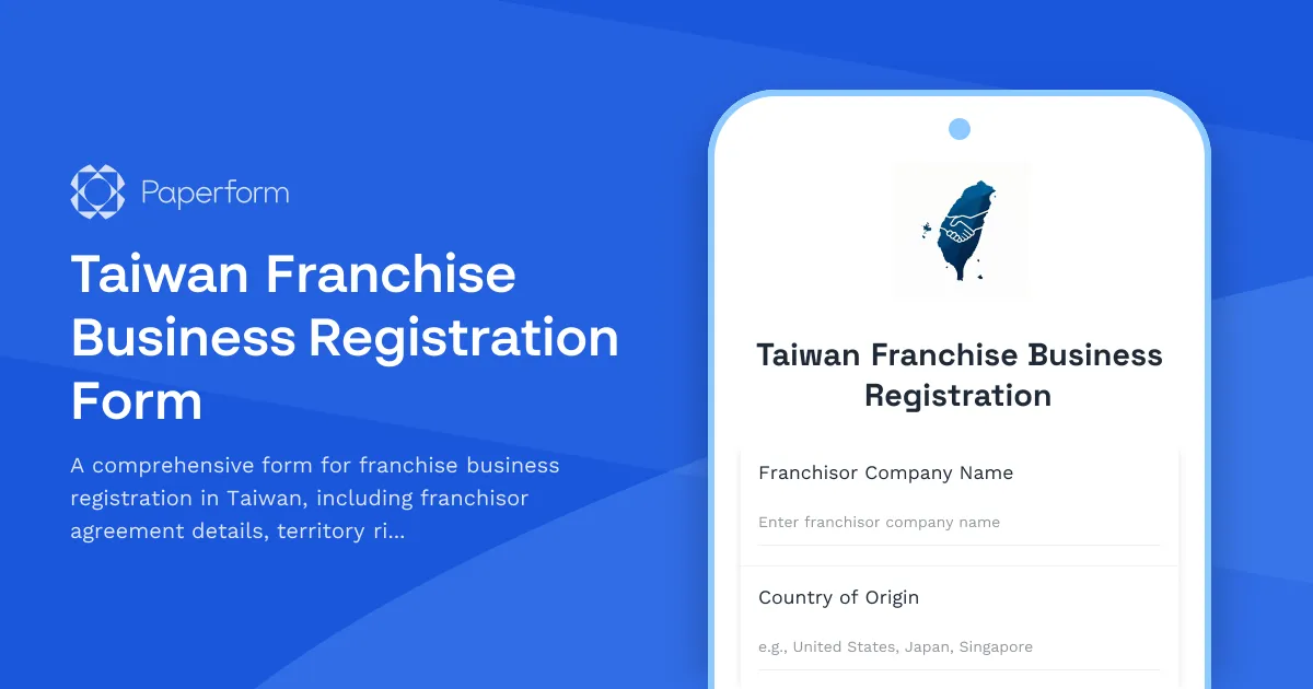 Taiwan Franchise Business Registration Form