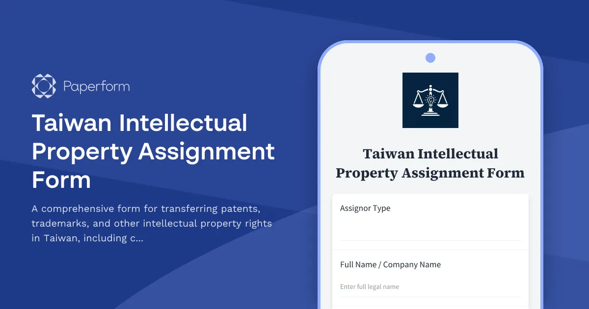 Taiwan Intellectual Property Assignment Form