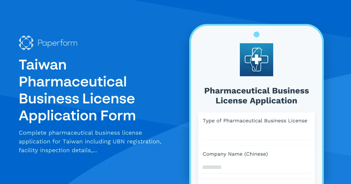 Taiwan Pharmaceutical Business License Application Form