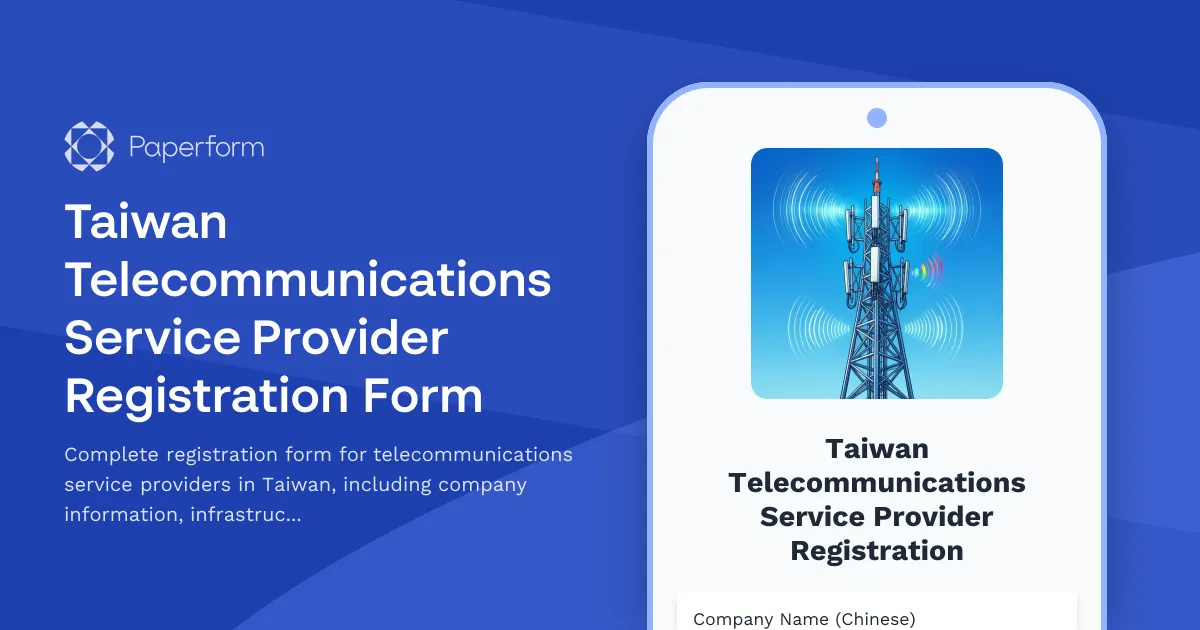 Taiwan Telecommunications Service Provider Registration Form