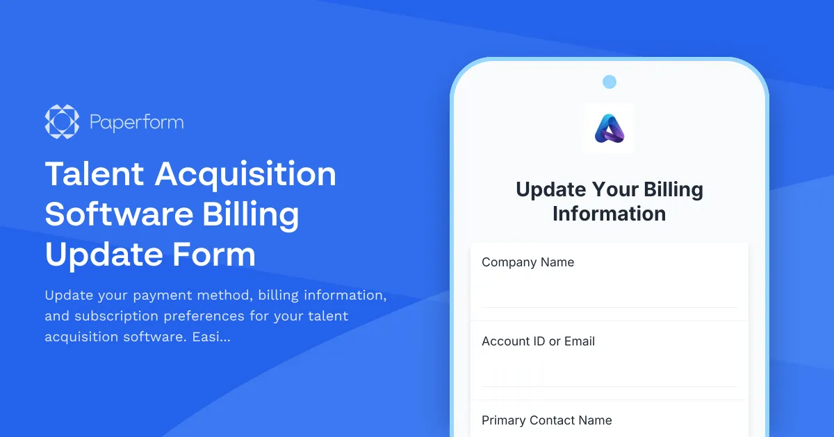 Talent Acquisition Software Billing Update Form