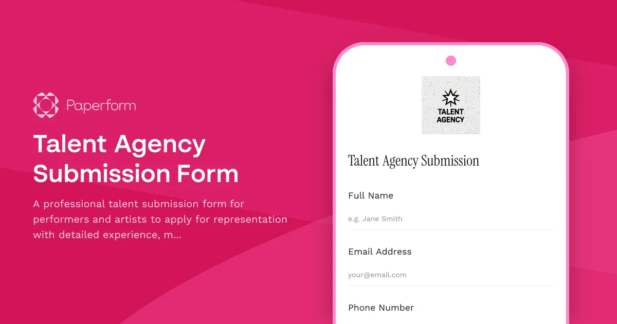 Talent Agency Submission Form